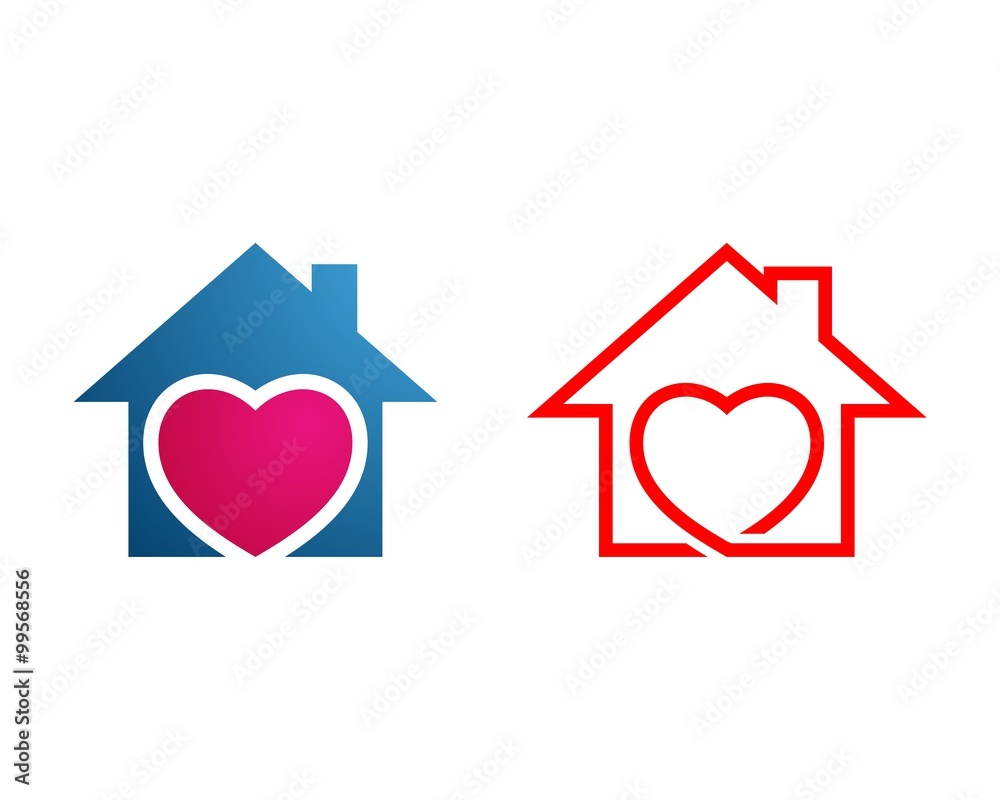 Love Heart House Logo Stock Vector Adobe Stock