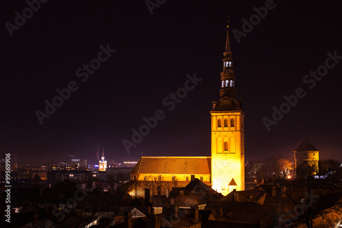 St Nicholas Church at night. Old town of Tallinn