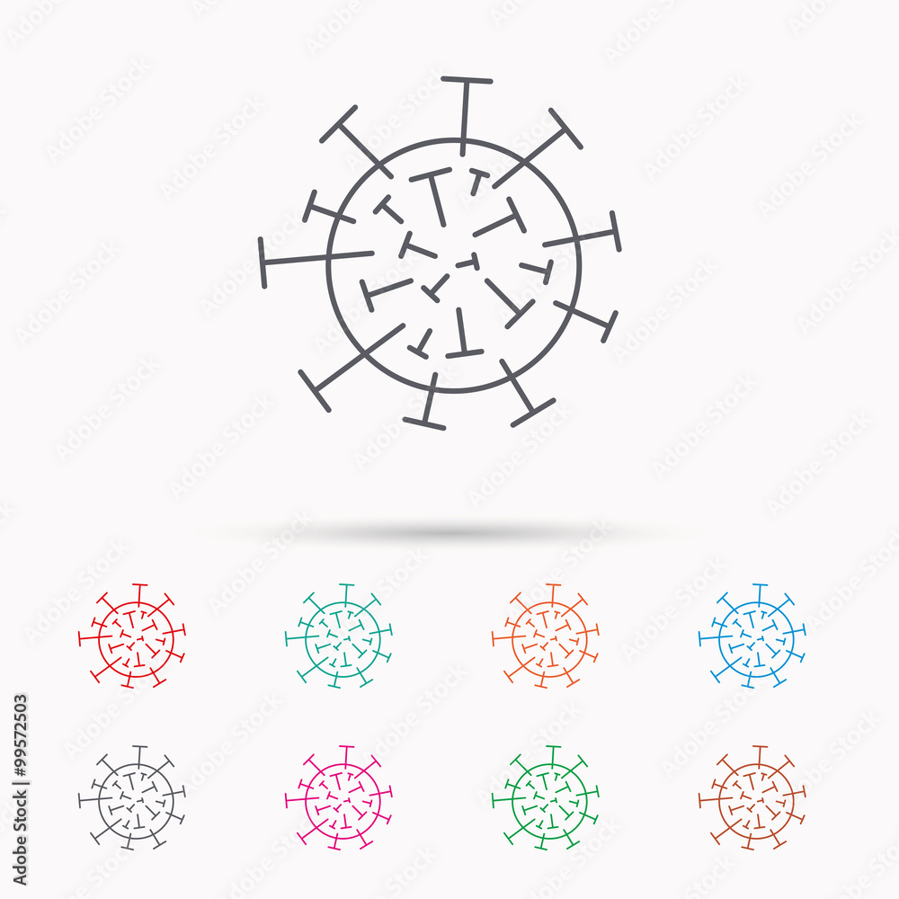 Virus icon. Molecular cell sign. Virus icon. Molecular cell sign.