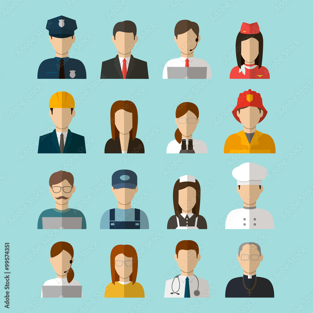 Professions Vector Flat Icons Professions Vector Flat Icons