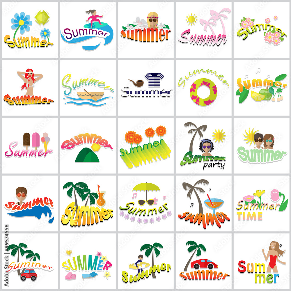 Summer Icons Set: Vector Illustration, Graphic Design. Collection Of Colorful Icons. For Web, Websites, Print, Presentation Templates, Mobile Applications And Promotional Materials Summer Icons Set: Vector Illustration, Graphic Design. Collection Of Colorful Icons. For Web, Websites, Print, Presentation Templates, Mobile Applications And Promotional Materials