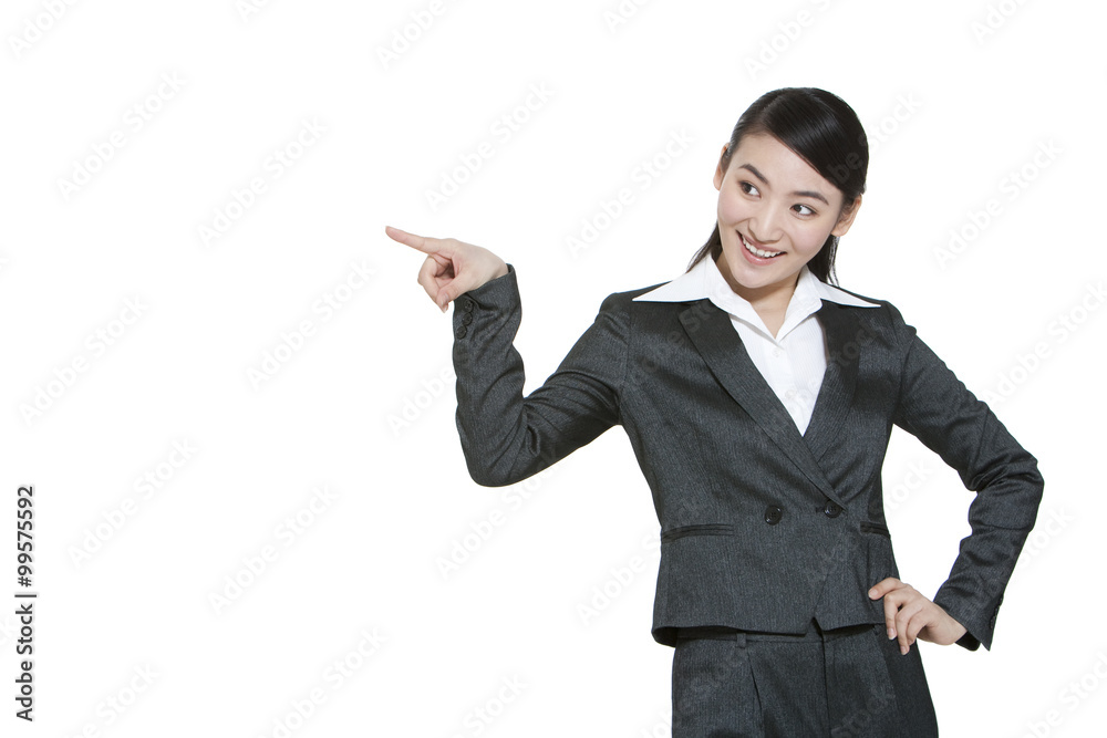 Portrait of a young businesswoman pointing Portrait of a young businesswoman pointing