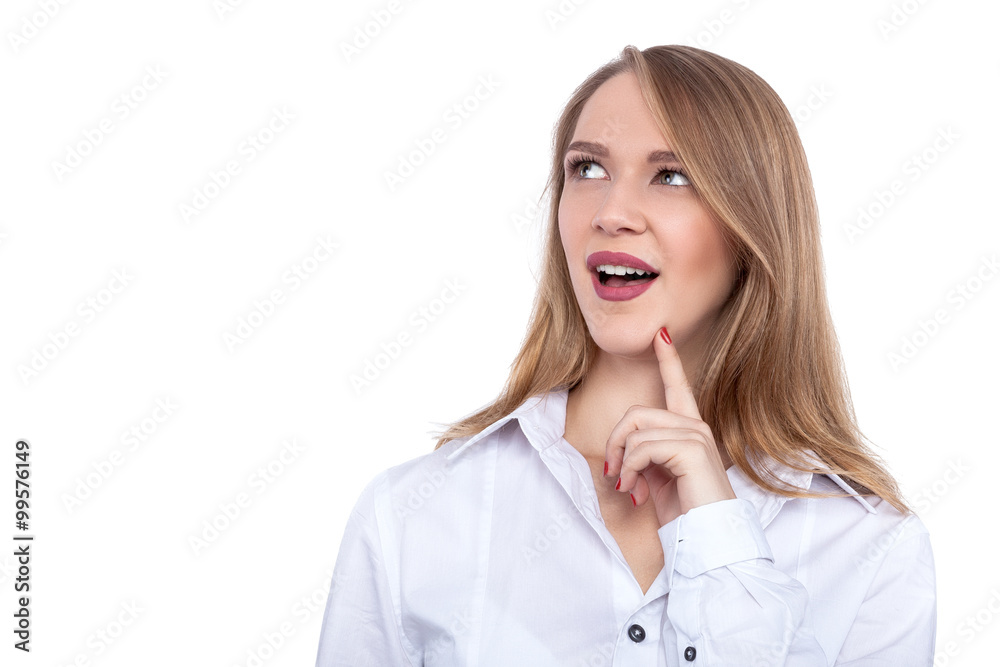 Beautiful young woman thinking - Stock Image - Stock Image Beautiful young woman thinking - Stock Image - Stock Image