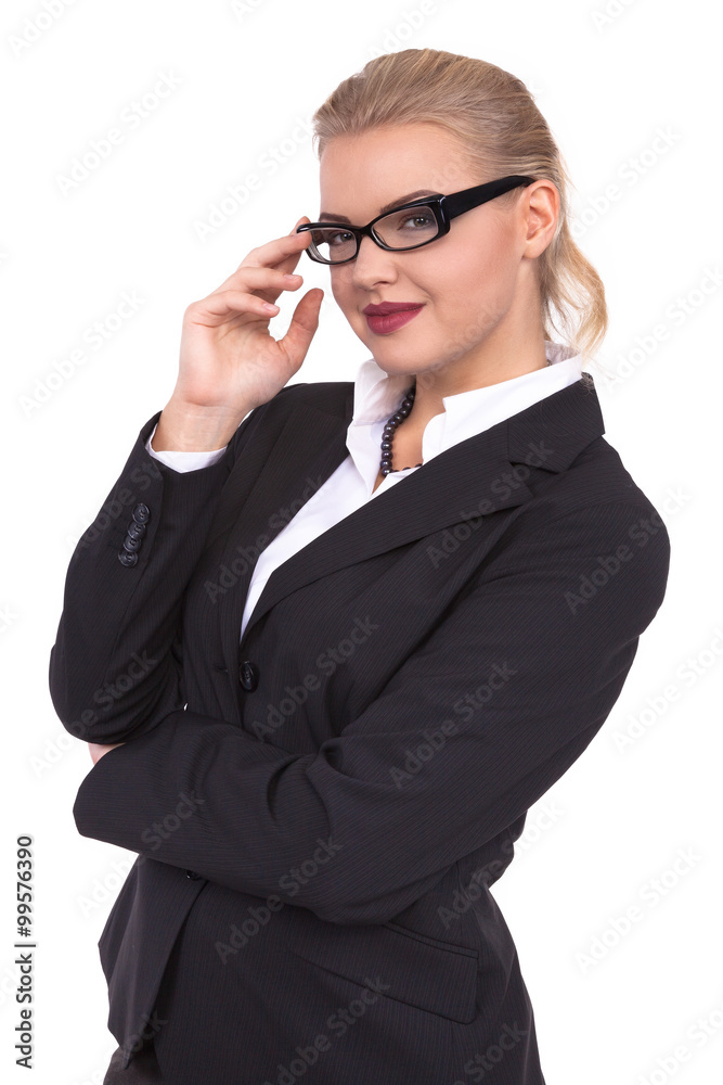 Attractive Confident businesswoman with her arms crossed - Stock Image Attractive Confident businesswoman with her arms crossed - Stock Image