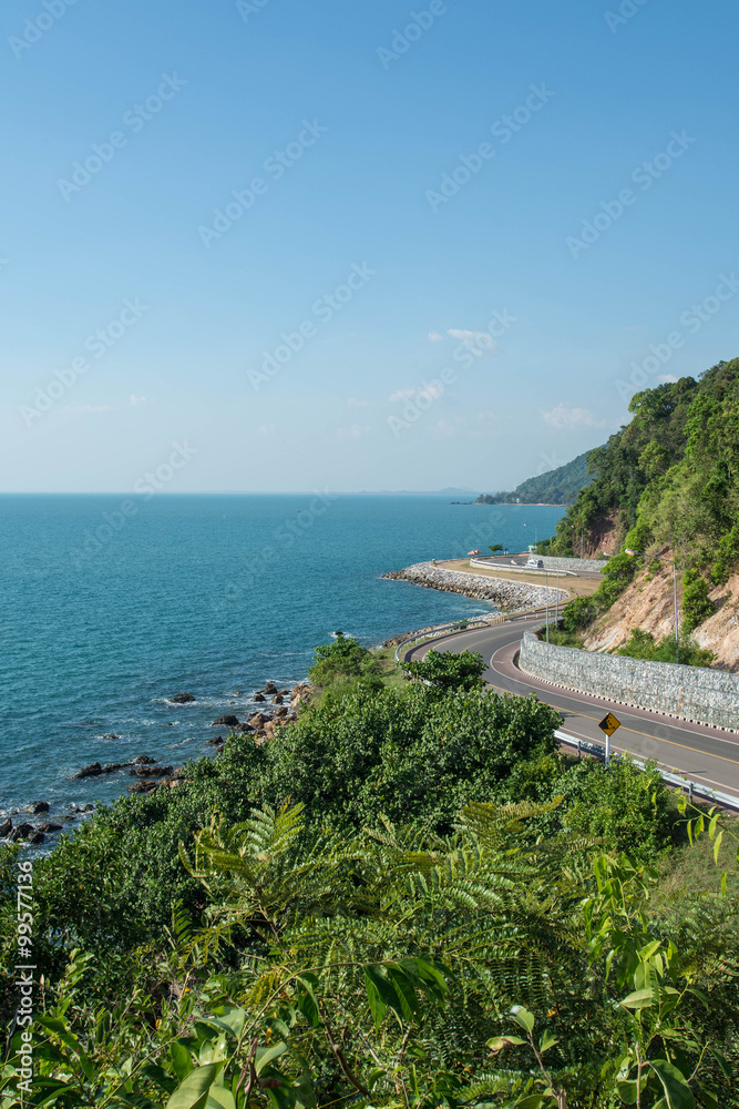 Road Along The Seashore, Chantaburi Province, Thailand Road Along The Seashore, Chantaburi Province, Thailand