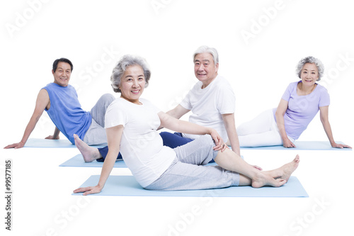 Senior adults having a rest after exercising