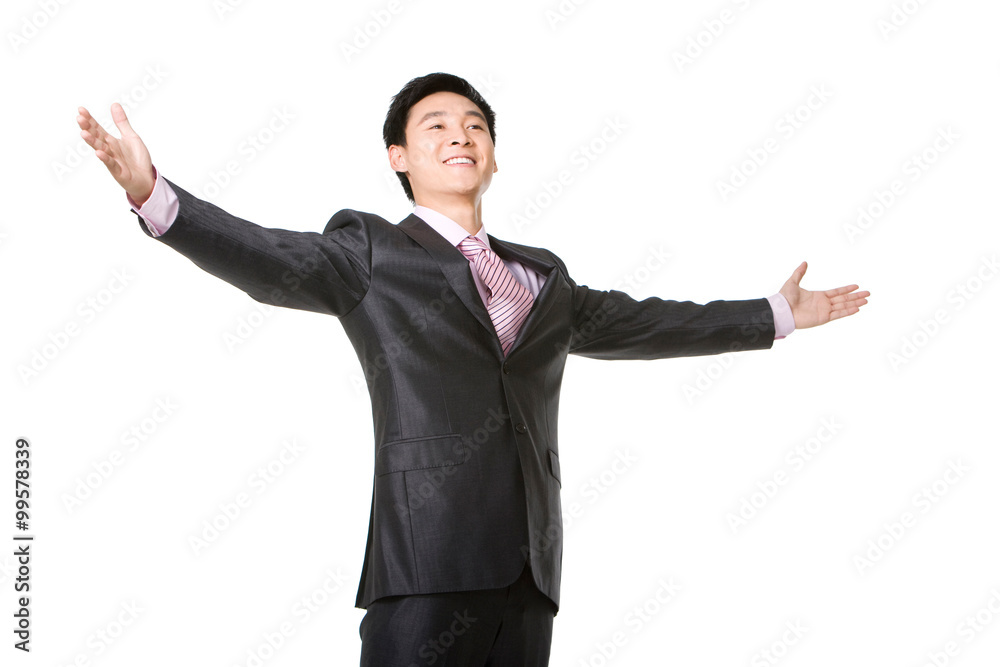 Waist up of businessman with arms outstretched Waist up of businessman with arms outstretched