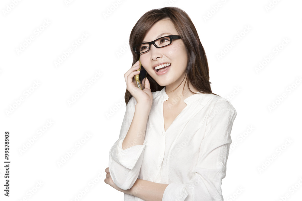 Portrait of Young Woman on Mobile Phone Portrait of Young Woman on Mobile Phone