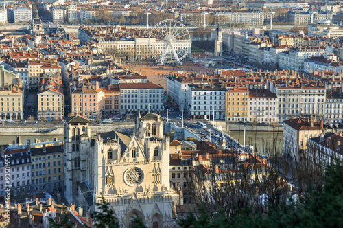 View over Place Bellecour, Lyon, France photo