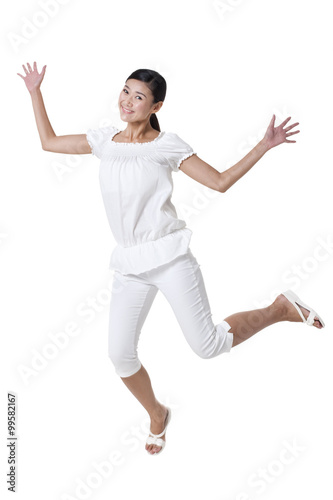 Young Woman Jumping in the Air