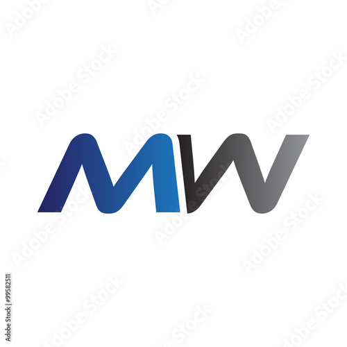 Simple Modern letters Initial Logo mw