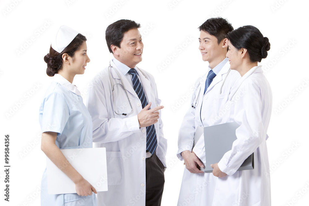 Happy professional medical team in discussion Happy professional medical team in discussion