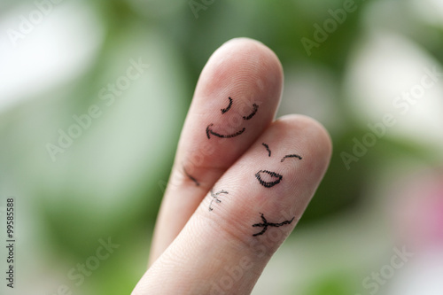 Fingers with smiling faces