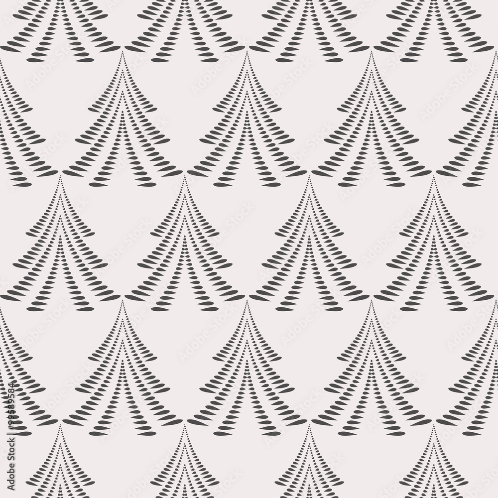 Obraz premium Seamless Christmas pattern. Stylized ornament of trees, firs on light gray background. Winter, New Year, nature theme texture. Vector