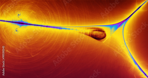Abstract Background Lines Curves And Particles Blue Yellow Red