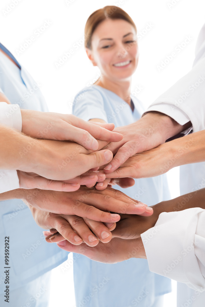Obraz premium Medical Team Stacking Hands