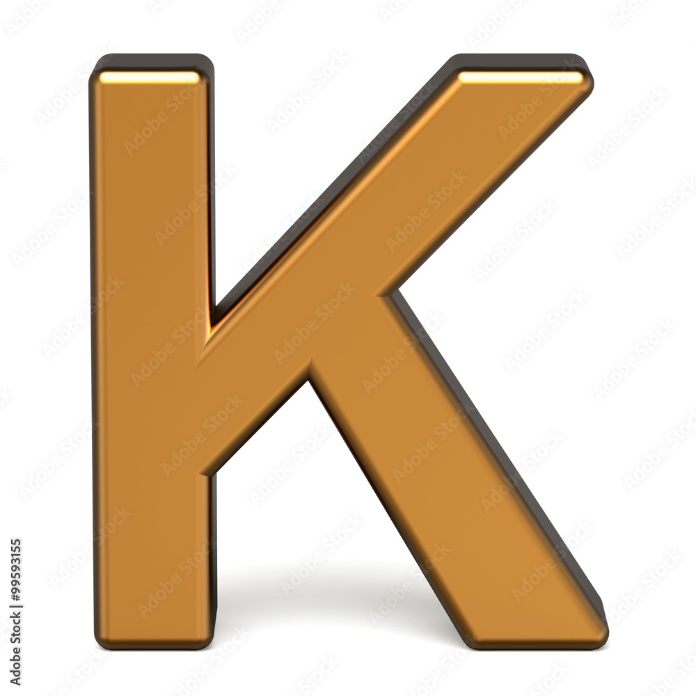3d glossy gold letter K
