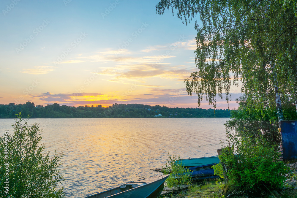 Beautiful sunrise on the Volga river. Beautiful sunrise on the Volga river.