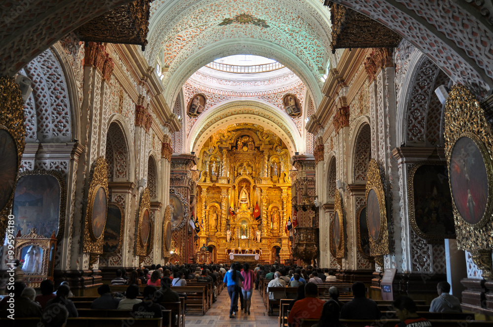 Golden church of San Francisco, Quito, Ecuador