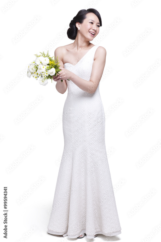 Beautiful young woman with bouquet