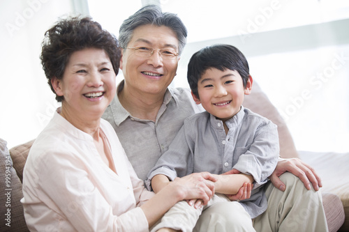 Happy grandparents and grandson
