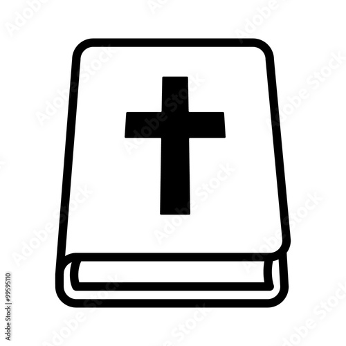 Bible holy book with cross line art icon for apps and websites