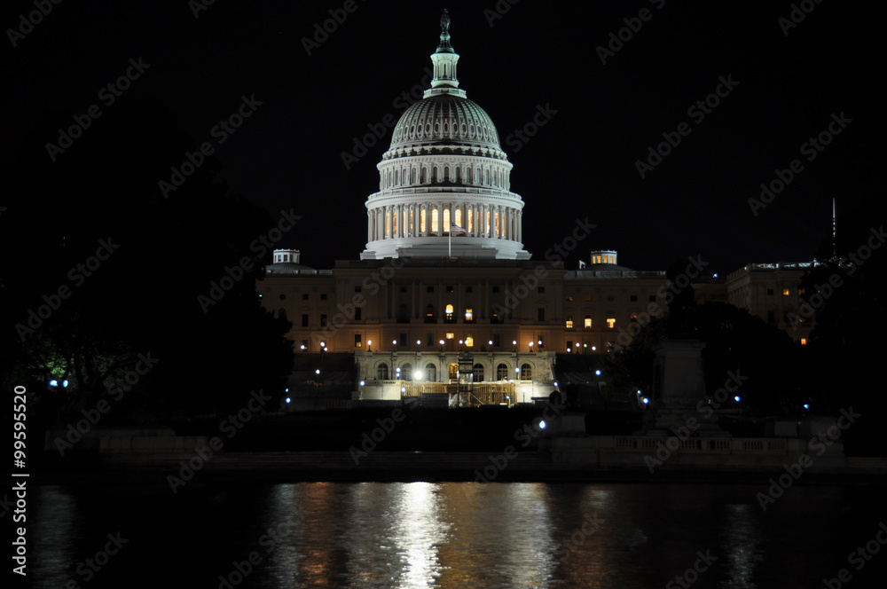 The US Capitol at night, Washington D.C., USA