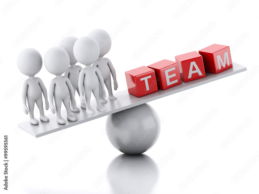 3d white people on a balance. Team concept 3d white people on a balance. Team concept