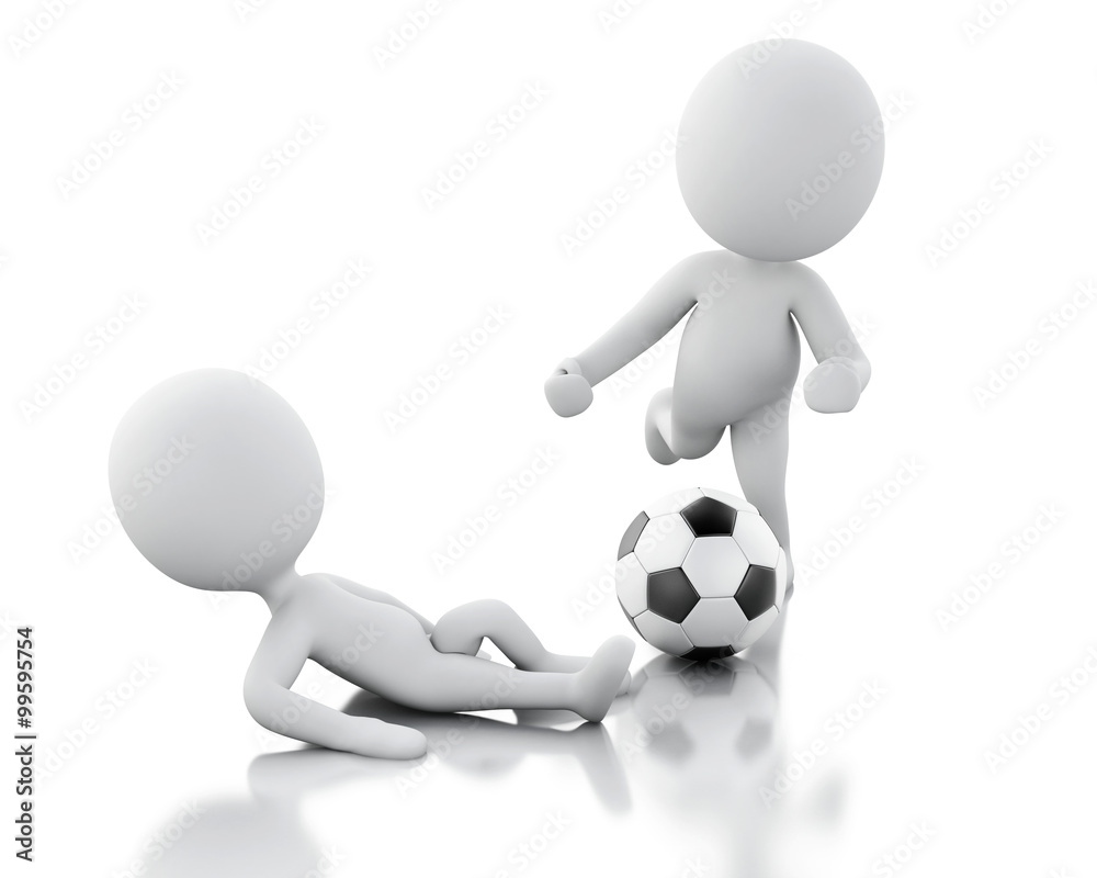 3d two football players disputing the ball. 3d two football players disputing the ball.