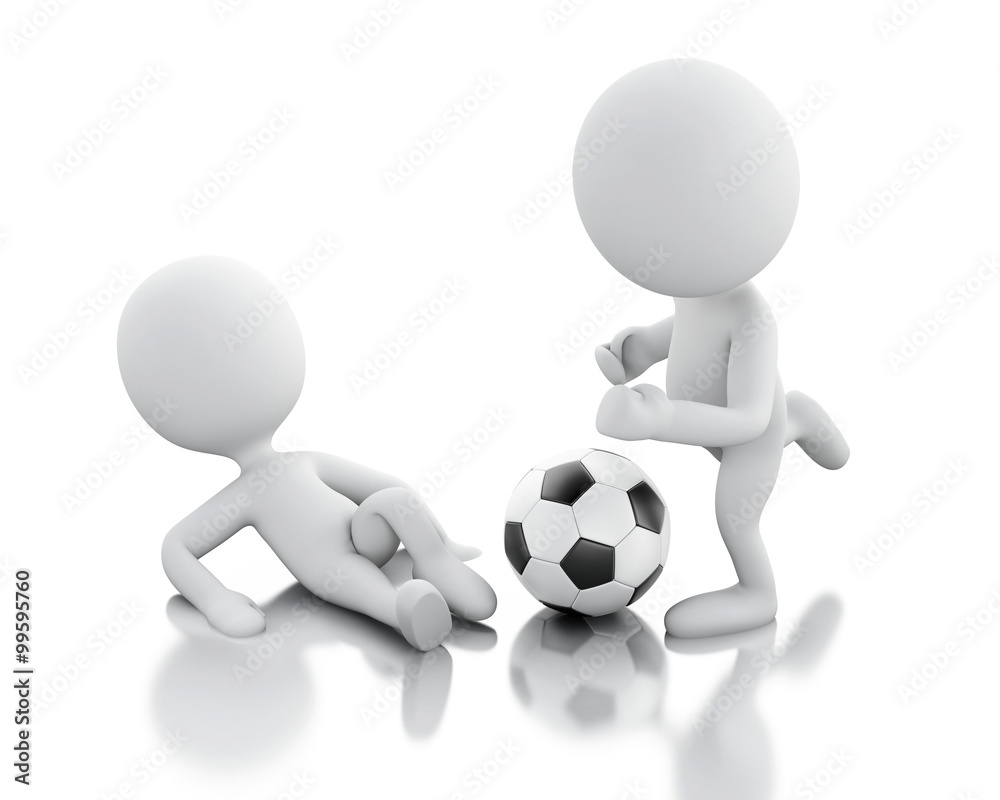 3d two football players disputing the ball. 3d two football players disputing the ball.
