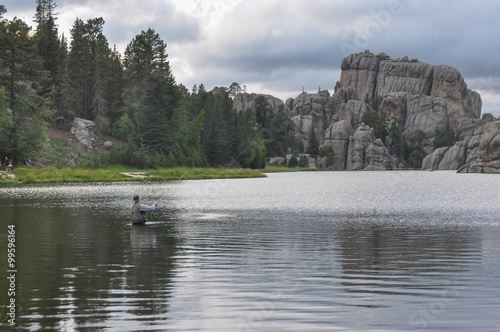 Fishing in Sylvan Lake, South Dakota, USA