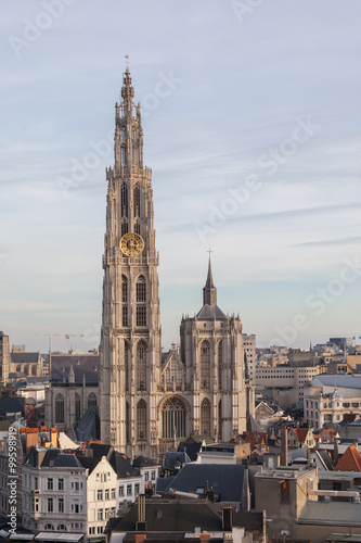View over Antwerp with cathedral of our lady © michaklootwijk