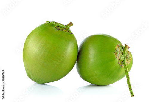 Green coconut fruit isolated on white background