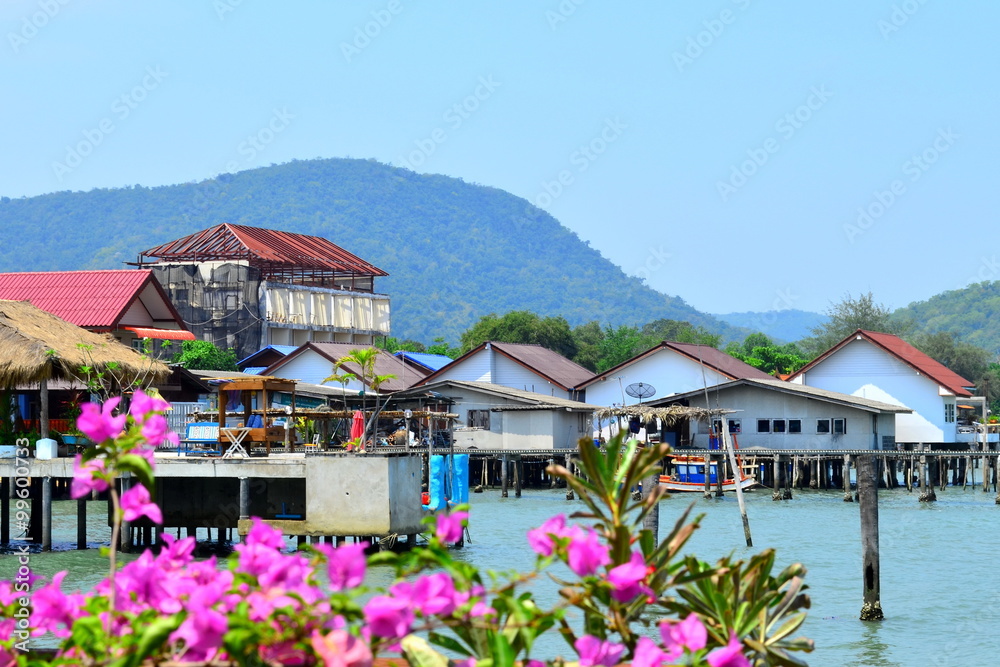 Fototapeta premium Fisherman village at bangsaray,chonburi city,thailand
