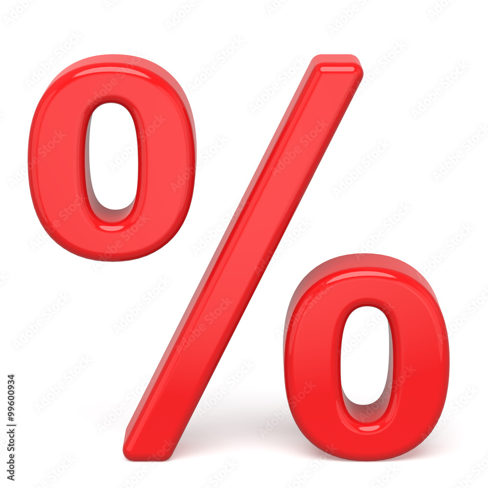 3d red percent sign