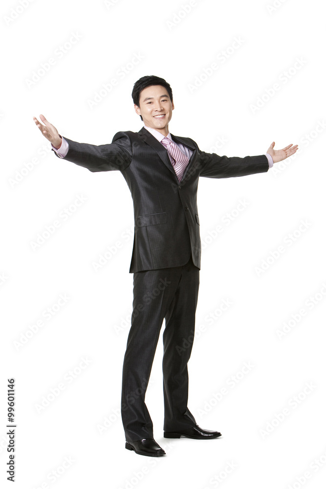 Full length of businessman with arms outstretched Full length of businessman with arms outstretched