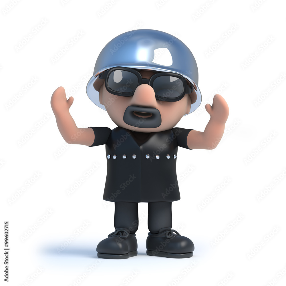 3d Biker raises his arms in the air 3d Biker raises his arms in the air