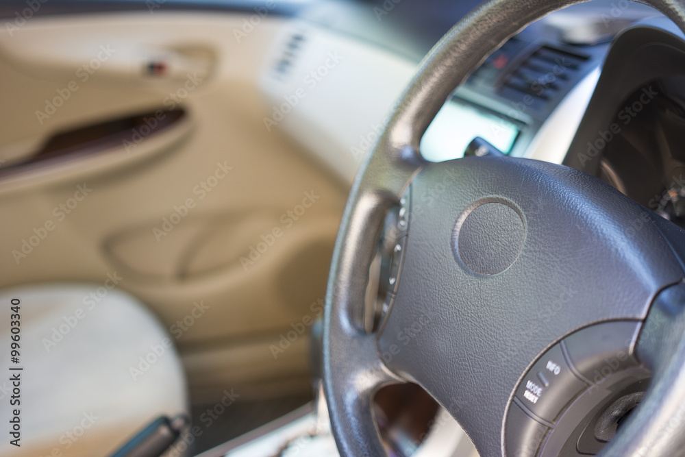 Car interior details selective focus