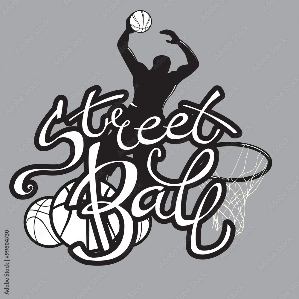 Naklejka premium Streetball lettering label