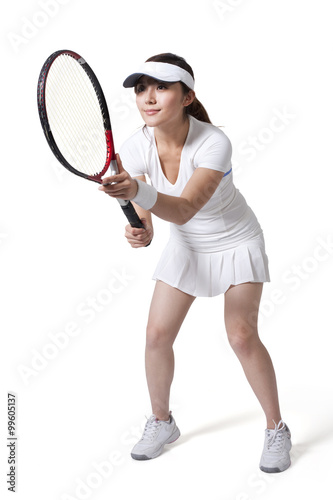 Young woman ready to play tennis