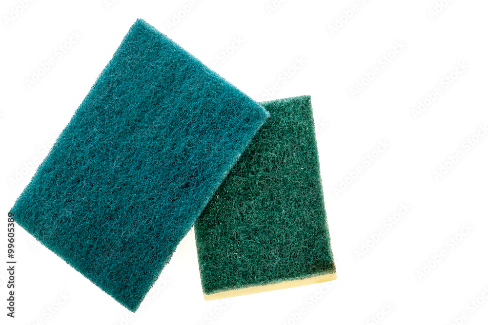 Scouring pads on a white background
