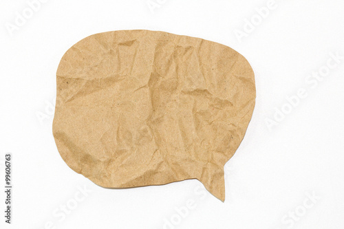 brown paper bubble on white background