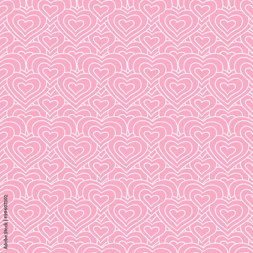 Pink chain of hearts vector seamless pattern Pink chain of hearts vector seamless pattern