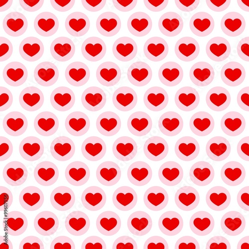 Red heart vector seamless pattern