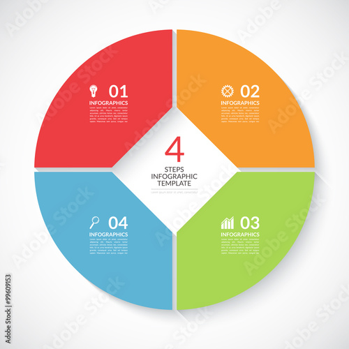 Infographic circle banner. Vector template with 4 steps, parts, options