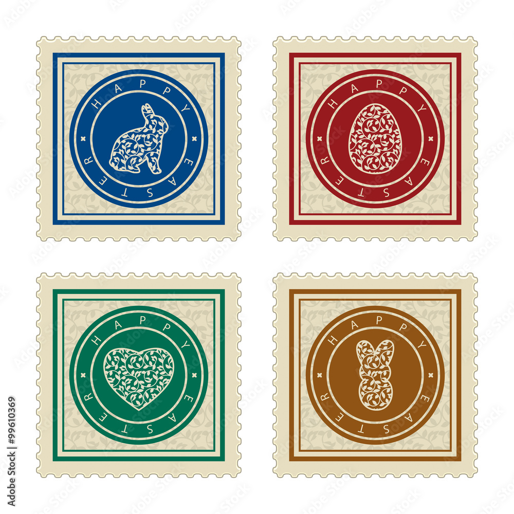 set of four easter postmarks