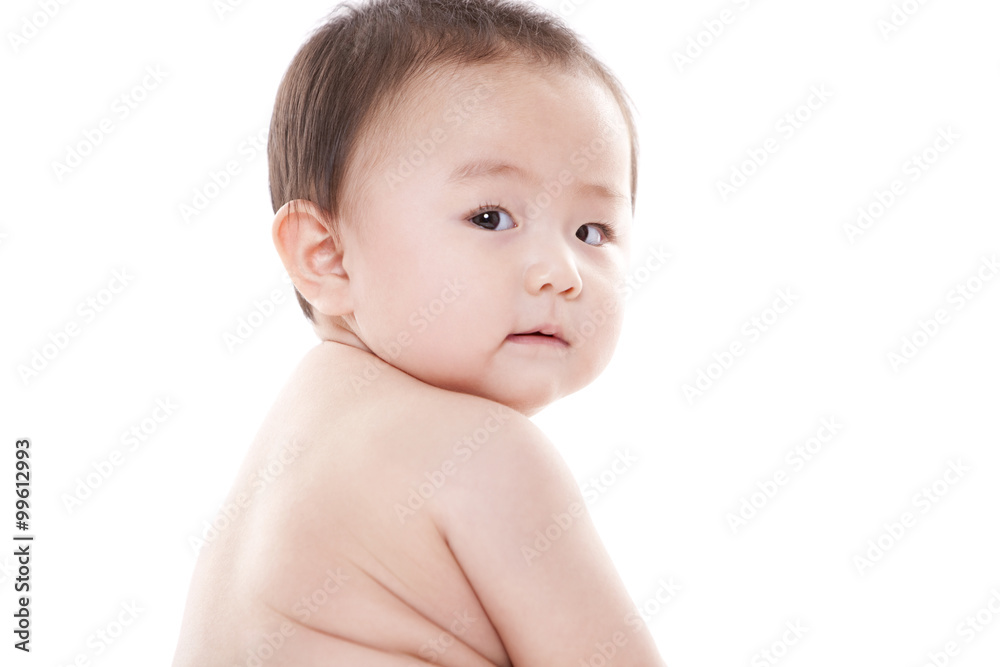 Portrait of cute baby girl looking over shoulder Portrait of cute baby girl looking over shoulder