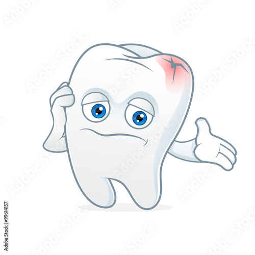 Tooth cartoon mascot had toothache