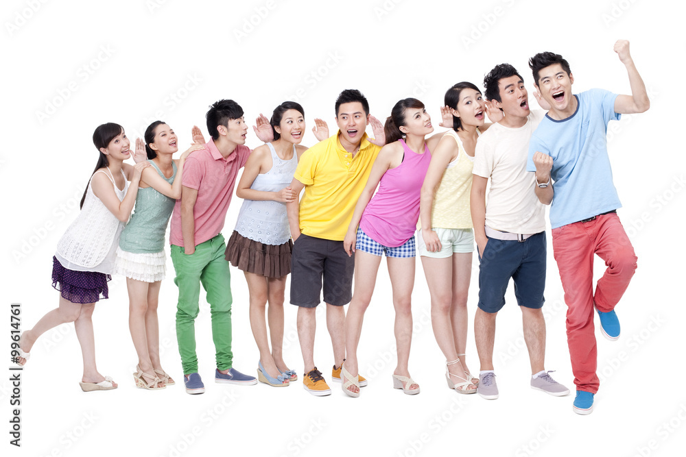 Fototapeta premium Young people whispering in a row