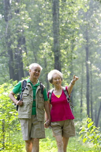 Portrait of a senior couple hiking